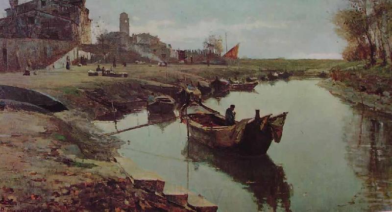 Pietro Fragiacomo Venezia povera Norge oil painting art